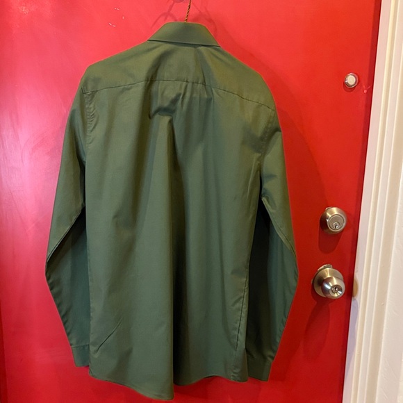 JF J.Ferrar Men's Olive Dress Shirt - Picture 4 of 6